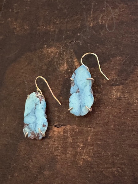 Lavender Mine Turquoise and Gold Earrings