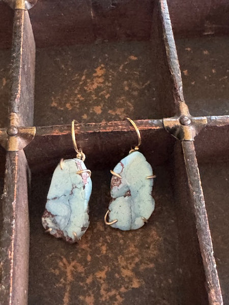 Lavender Mine Turquoise and Gold Earrings