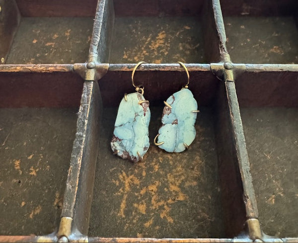 Lavender Mine Turquoise and Gold Earrings