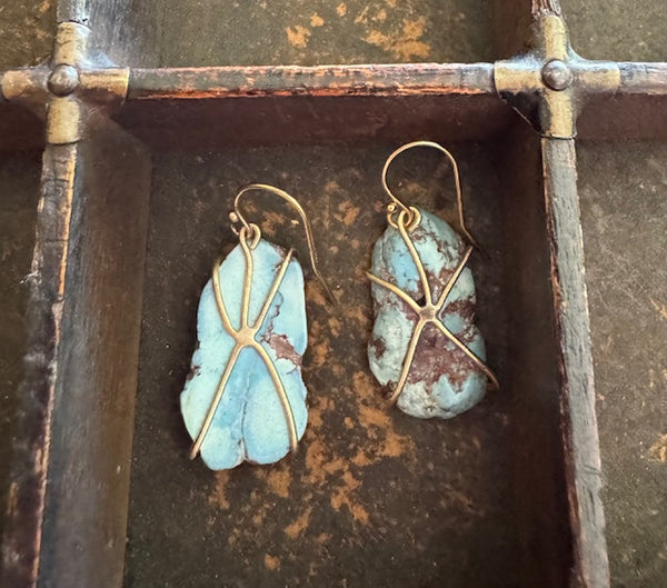 Lavender Mine Turquoise and Gold Earrings