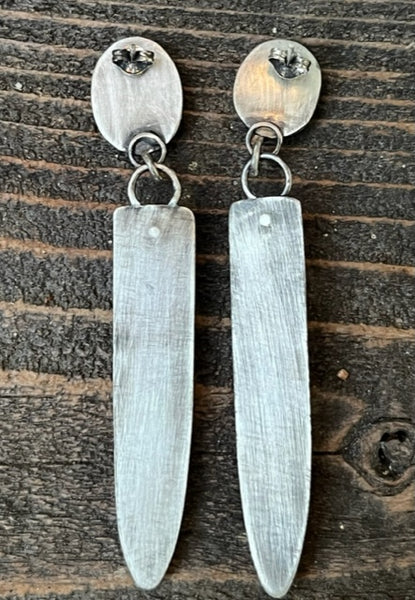 Garnet and Dendritic Opal Earrings