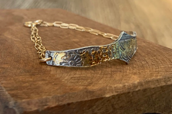 Pure Silver and Gold Leaf Bracelet