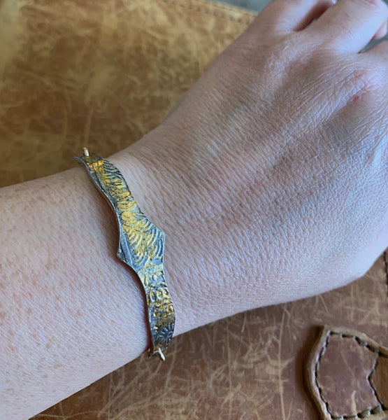 Pure Silver and Gold Leaf Bracelet