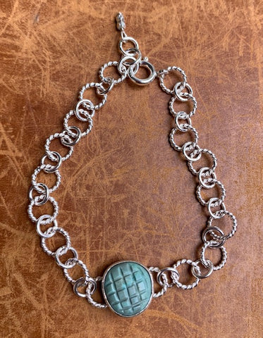 Carved Turquoise Chain Bracelet
