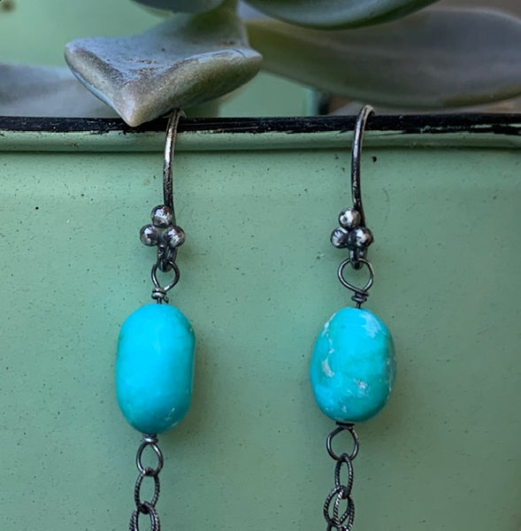 Moonstone & Turquoise Earrings