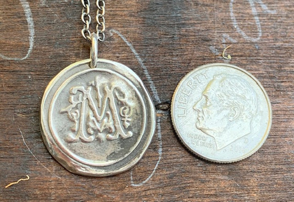 Initial 'M' Charm Necklace