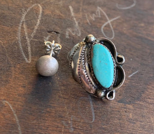 Vintage Turquoise and Silver Stud Conversion Earrings
